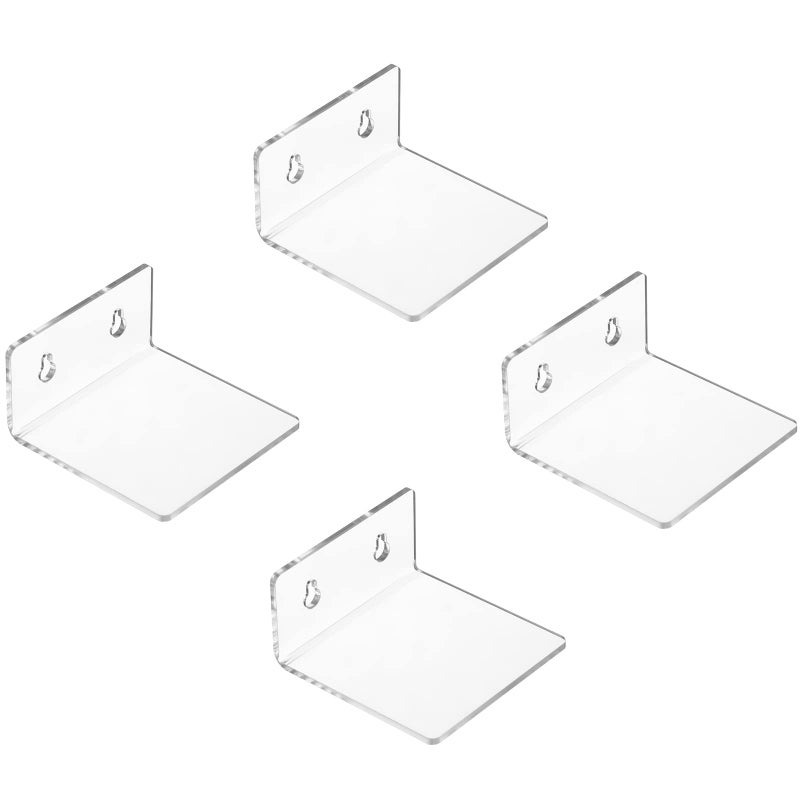 LUOBAO Acrylic Small Adhesive Wall Shelves,Mini Floating Shelves,Acrylic Display Shelves,Ledges for Pop Figures,Plant,Picture Photo Modern Wall for Bedroom Decor Living Room - Image 2